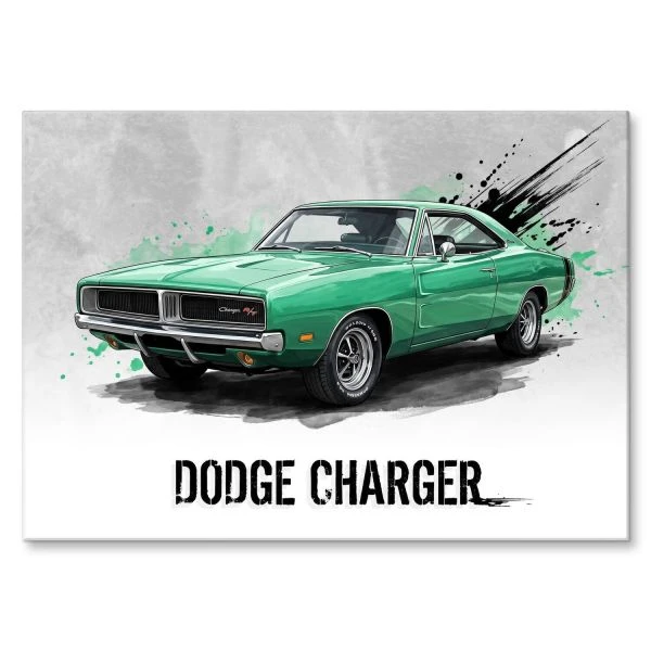 Blacha metalowa z grafika Dodge Charger R/T
